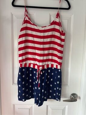 Tipsy Elves Red, White & Navy Stars Romper